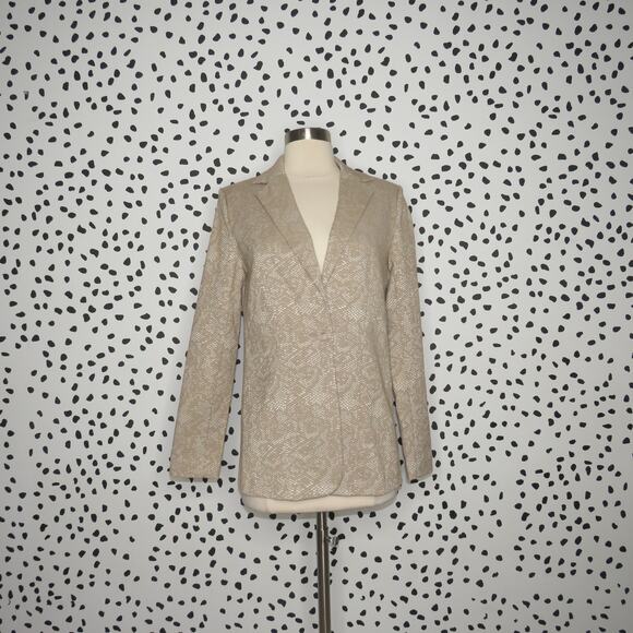 Finders Keepers Neutral Tan Snakeskin Print Olivia Single Button Blazer - Picture 2 of 11
